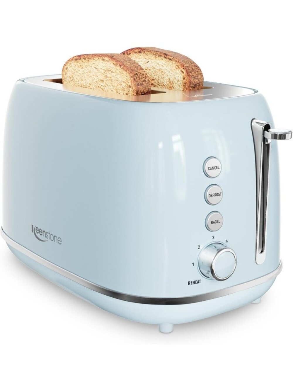 Vintage 2-Slice Stainless Steel Toaster - 6 Shade Settings, Extra Wide Slot